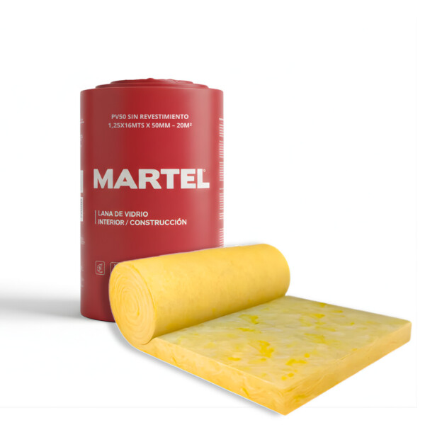 MARTEL Lana de vidrio PV50 sin revestimiento 1,25x16mts x 50mm - 20m2