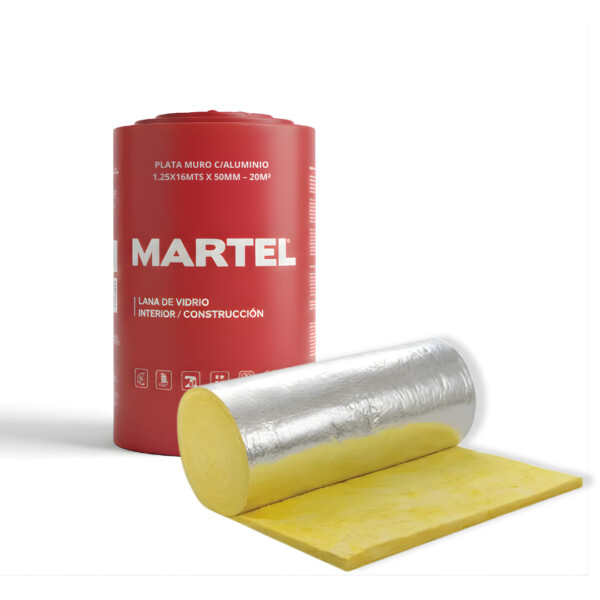 MARTEL Lana de vidrio PLATA MURO cALUMINIO 1.25x16mts x 50mm - 20m2