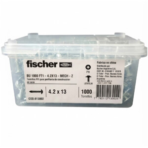 FISCHER T1 MECHA 8 x 1/2" (4.2 x 13mm) zincado - caja plástica x 1000 unidades
