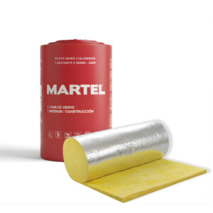 MARTEL Lana de vidrio PLATA MURO c/ALUMINIO 1.25x16mts x 50mm - 20m2