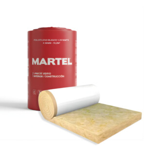 MARTEL Lana de vidrio TECHO con POLIPROPILENO BLANCO 1.2x16mts x 50mm - 19,2m2