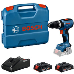BOSCH TALADRO PERCUTOR ATORNILLADOR EN MALETIN 2 BATERIAS 2 Ah 18 V-65