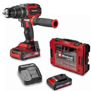 EINHELL TALADRO PERCUTOR con KIT de accesorios y 2 baterías TP-CD 18/70 Li-i BL+70 (2x3Ah)